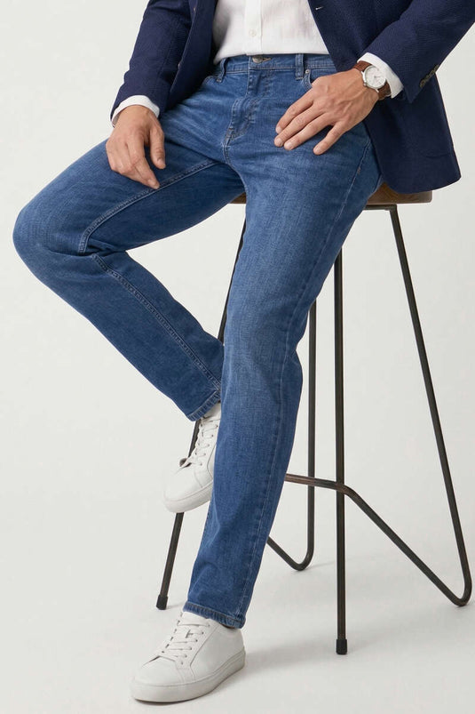 Regular Fit Herrenjeans mit Lycra und Taschen, Blau