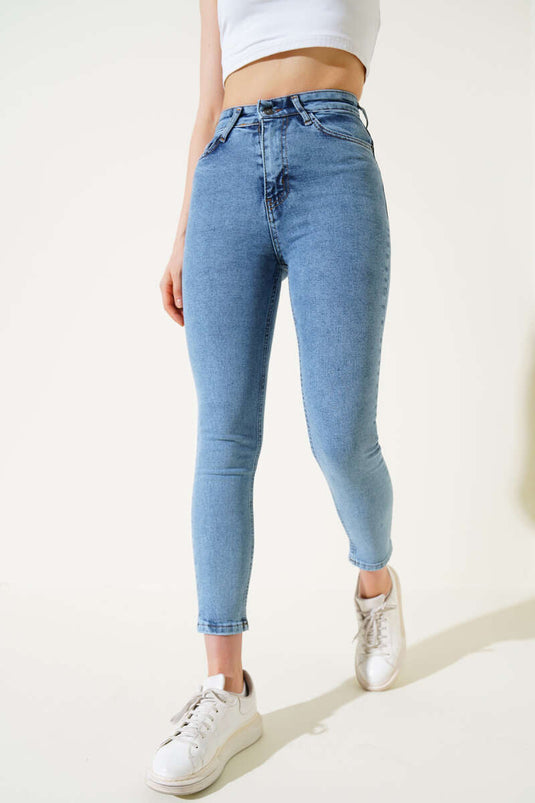 Regular Fit Likralı Pantolon Mavi