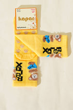 Chaussettes socquettes jaunes Relax à motif barbe