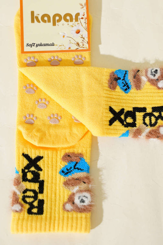 Relax Printed Bearded Ankle Socks Yellow