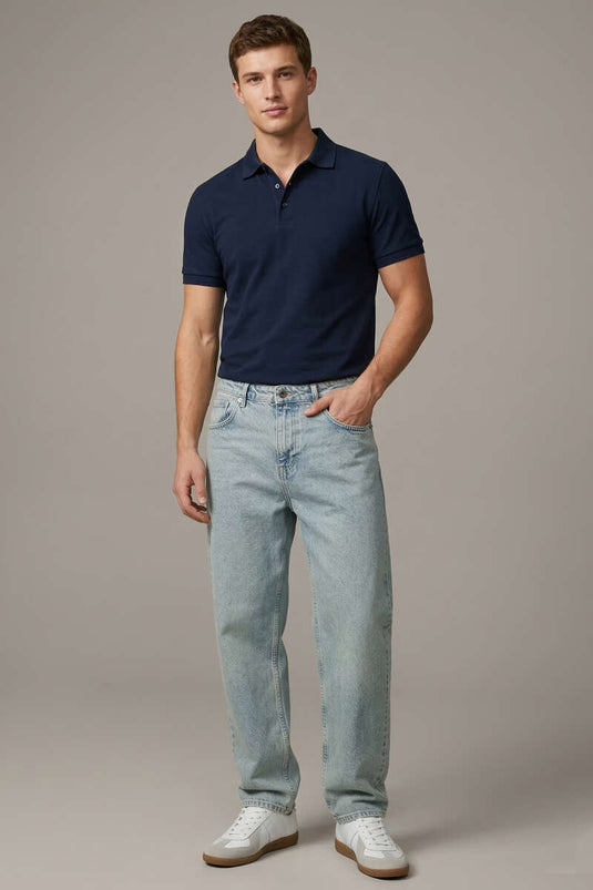 Relax Fit Men's Jeans with Pockets, Medium Wash