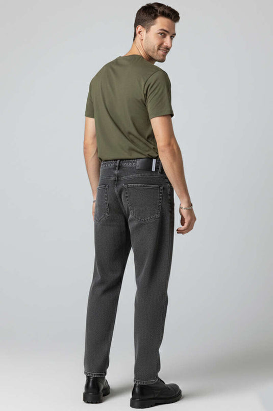 Relaxed Fit Men's Denim Trousers Black