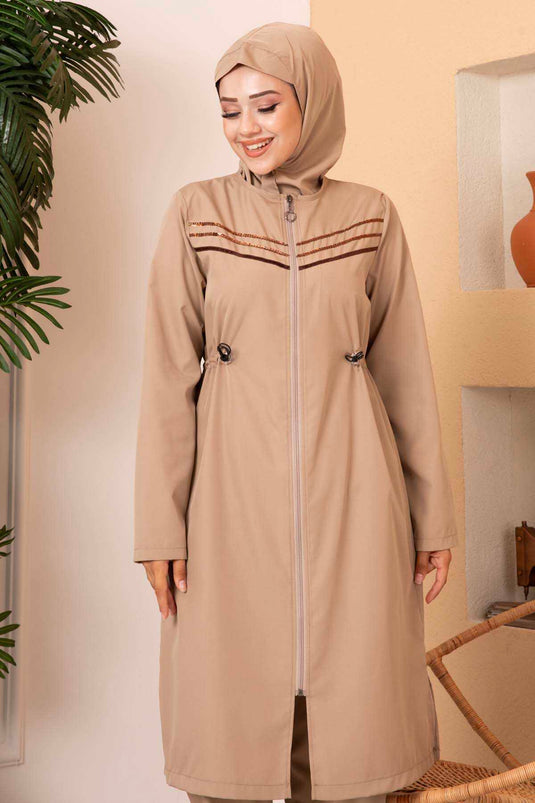 Maillot De Bain Hijab Imperméable À Rayures Vison