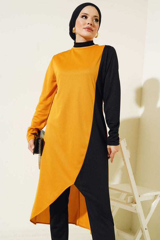 Ensemble Pantalon Tunique Color Blocked Moutarde