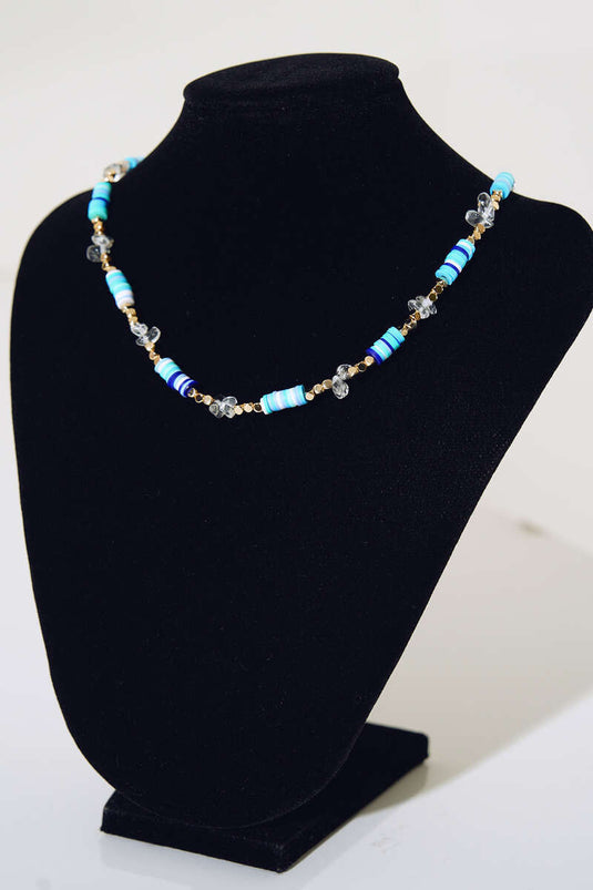 Colorful Beaded Necklace Blue Green