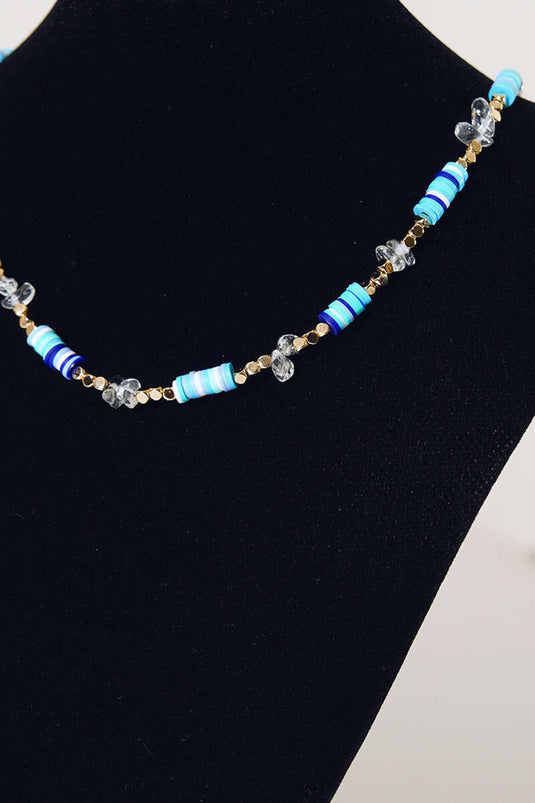 Colorful Beaded Necklace Blue Green