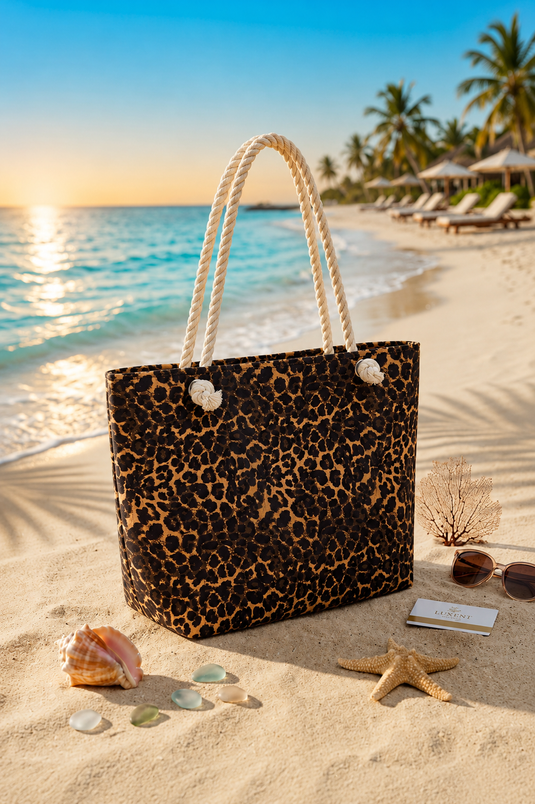 Sac de plage coloré à motif léopard