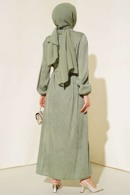 Robe à patte de boutonnage colorée vert amande