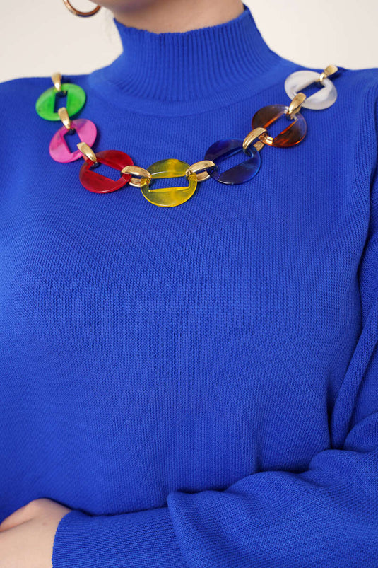 Collier coloré, tricot détaillé, costume double Saks