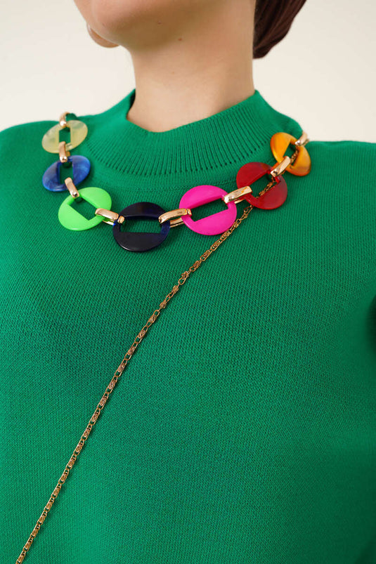 Ensemble double avec collier coloré, vert émeraude