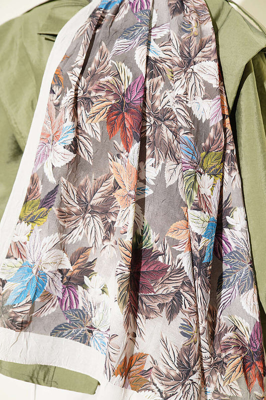Kaftan Champagner À Motifs Feuilles Colorés