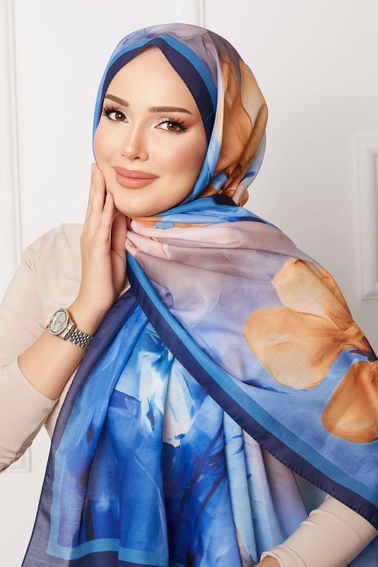 Retro Floral Patterned Hijab Shawl -10
