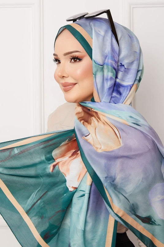 Châle hijab à motifs floraux rétro 16