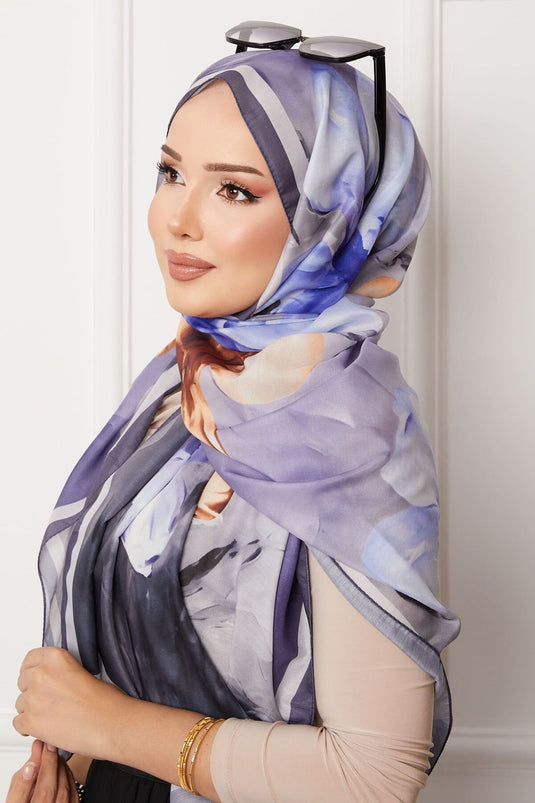 Retro Floral Patterned Hijab Shawl -17