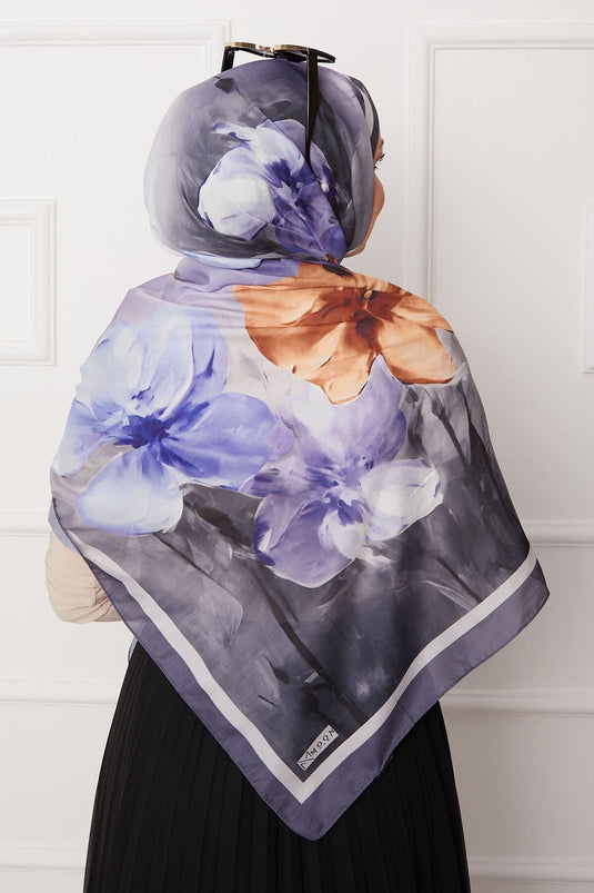 Retro Floral Patterned Hijab Shawl -17