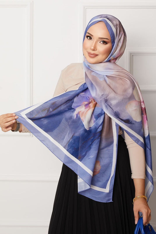 Châle hijab à motifs floraux rétro -9