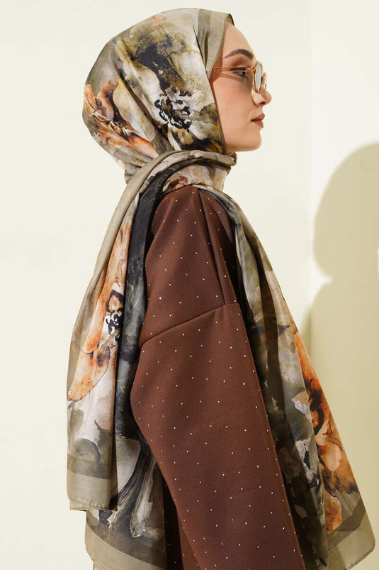 Foulard rétro Daisy kaki