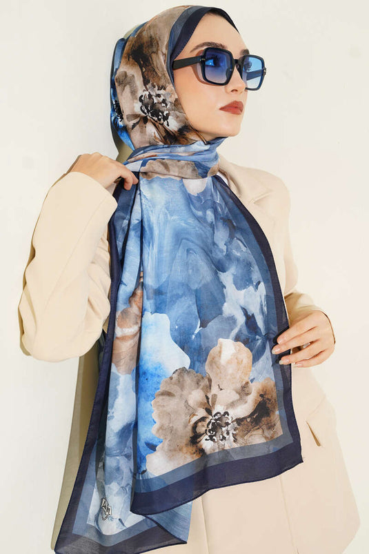 Foulard rétro Daisy bleu marine