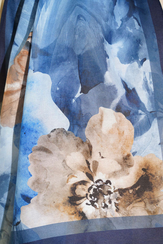 Foulard rétro Daisy bleu marine