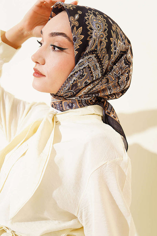 وشاح ريترو ديزين أناقة أزرق داكن أصفر