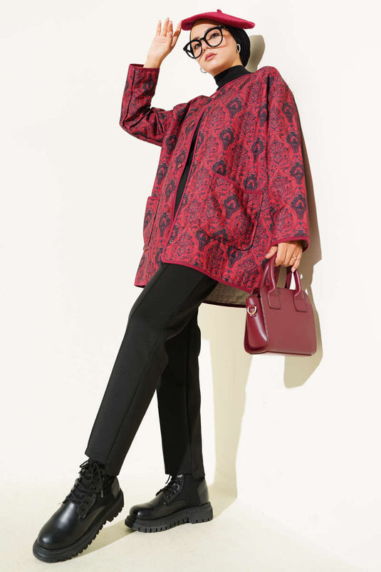 جاكيت مبطن بنمط ريترو - بوردو