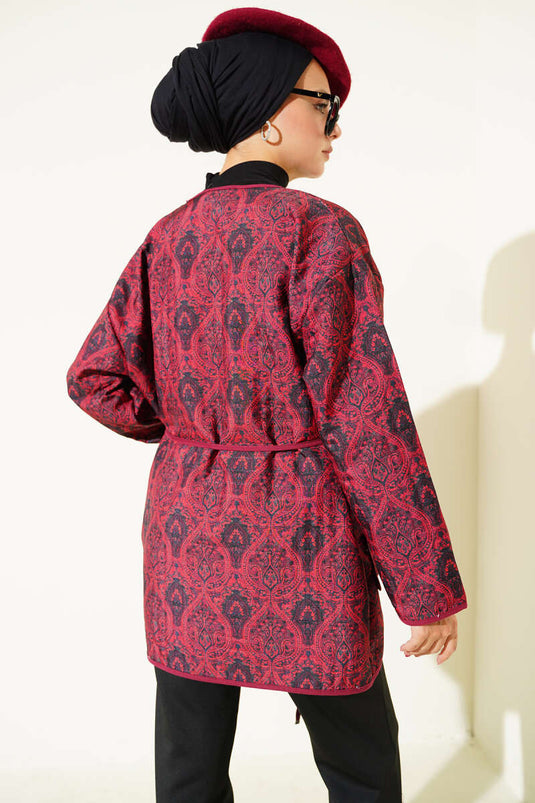 جاكيت مبطن بنمط ريترو - بوردو