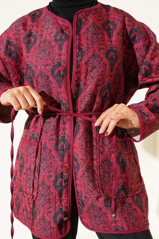 جاكيت مبطن بنمط ريترو - بوردو