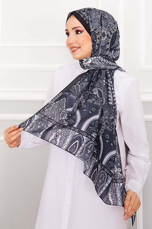 Retro Patterned Hijab Scarf -2