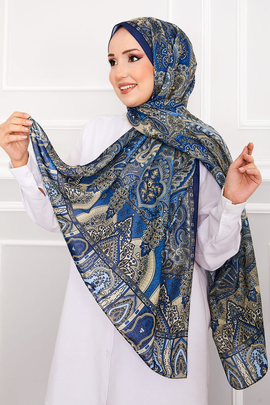 Retro Patterned Hijab Scarf -3