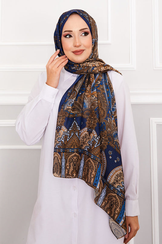 Retro Patterned Hijab Scarf -5