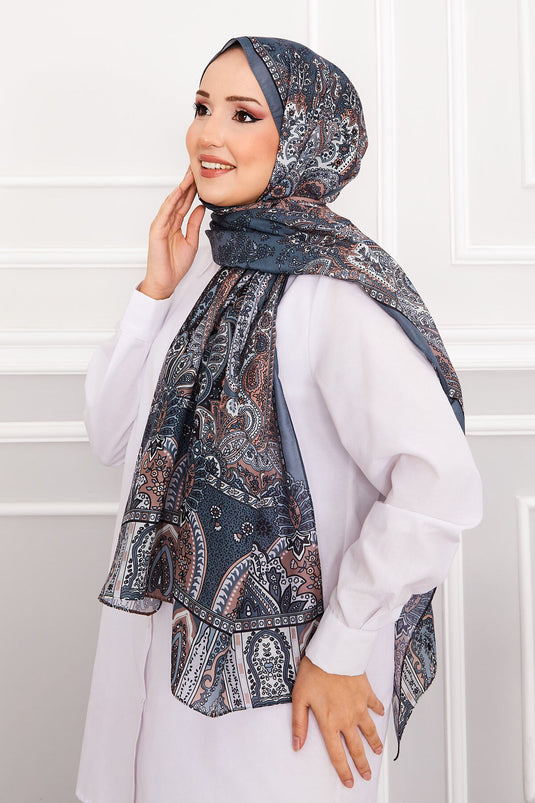 Retro Patterned Hijab Scarf -6