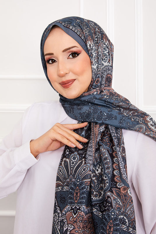 Retro Patterned Hijab Scarf -6