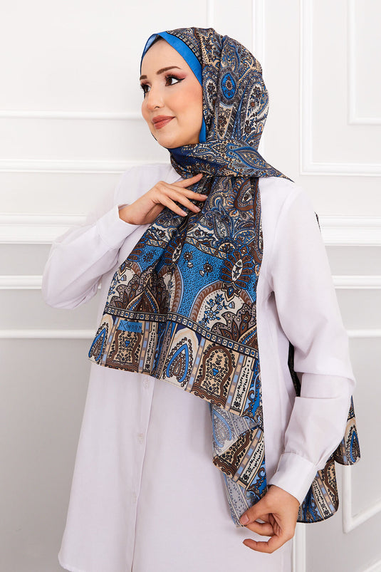 Retro Patterned Hijab Scarf -8