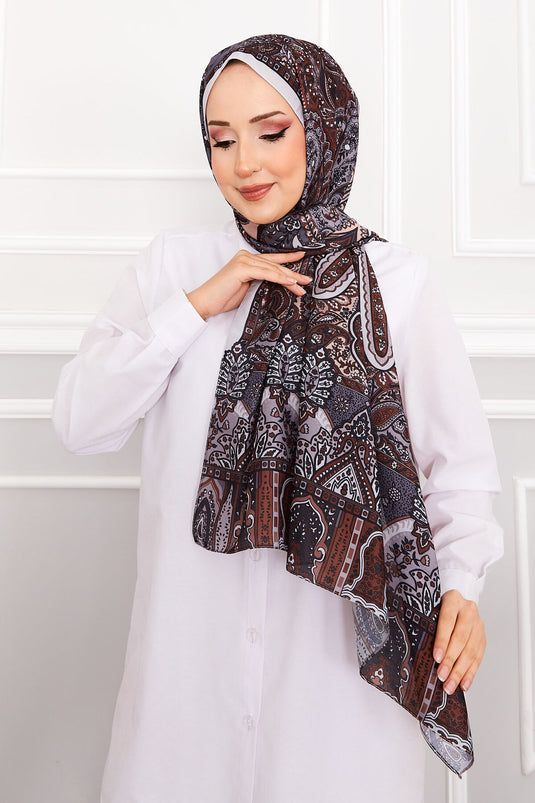 Retro Patterned Hijab Scarf -9