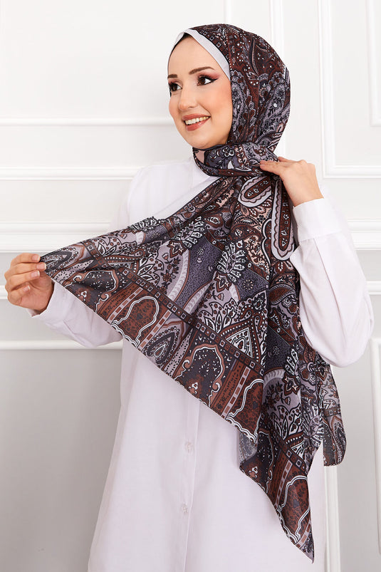 Retro Patterned Hijab Scarf -9