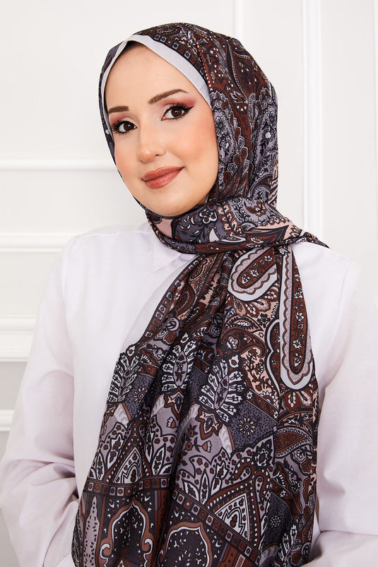 Retro Patterned Hijab Scarf -9