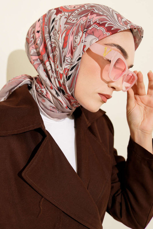 Retro-Motiv-Modal-Schal in Puderrosa