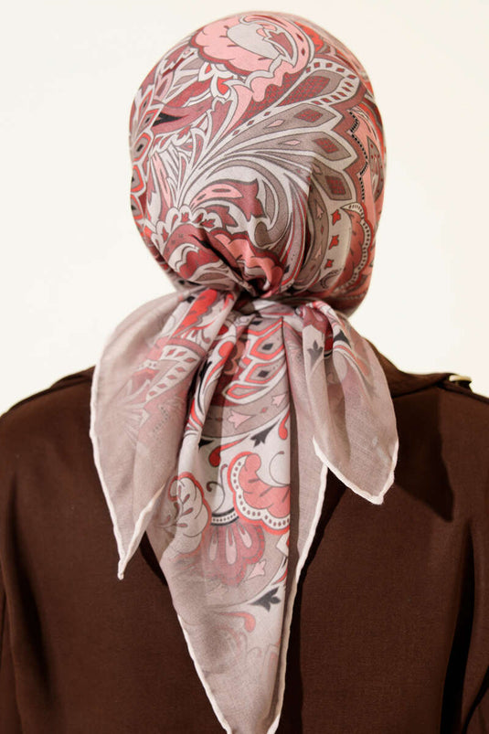 Retro-Motiv-Modal-Schal in Puderrosa