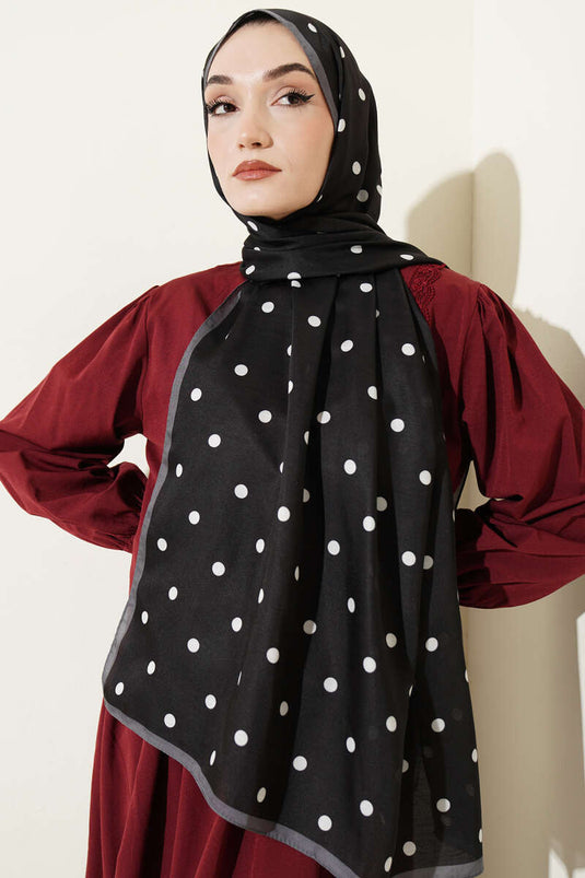 وشاح بنقشة نقاط البولكا عتيق أسود وأبيض