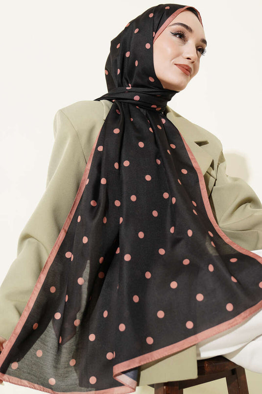 Foulard rétro à pois noir latte