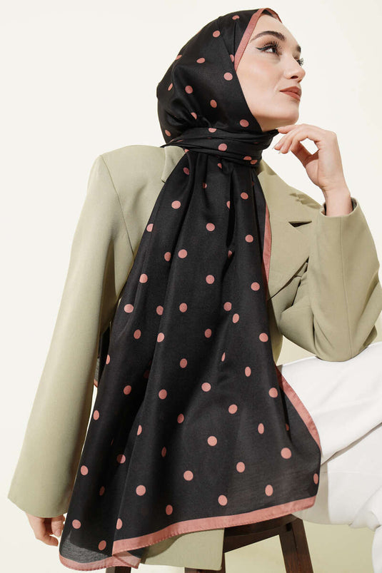 Foulard rétro à pois noir latte