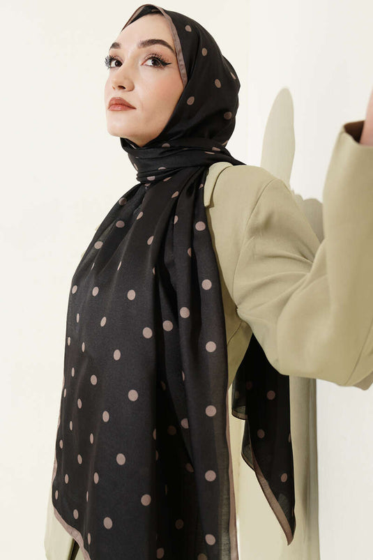 Retro polkadot sjaal zwart vison