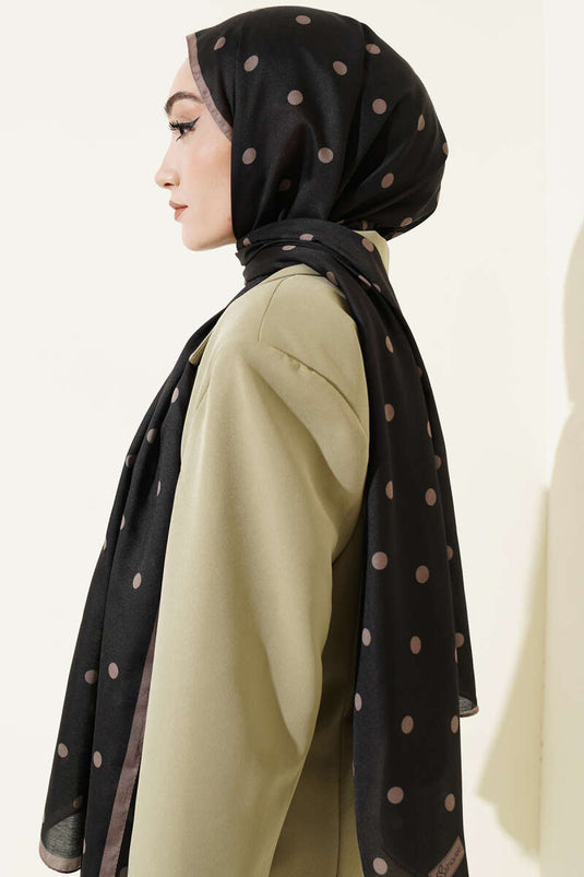 Retro polkadot sjaal zwart vison