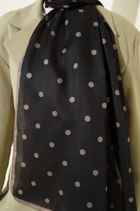 Retro polkadot sjaal zwart vison