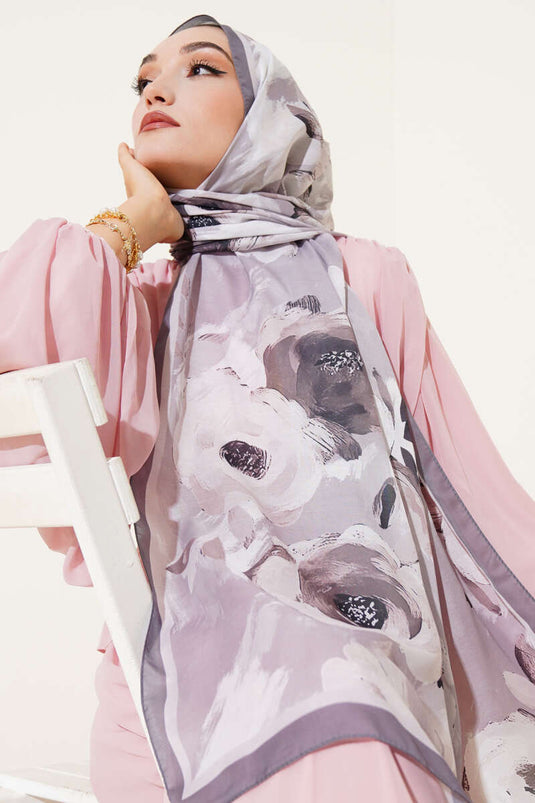 وشاح بنقشة وردة كلاسيكية، من فرو المنك