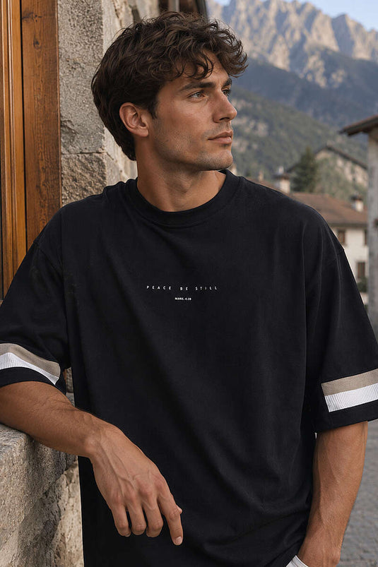 Ribana Detaylı Baskılı Erkek T-shirt Siyah