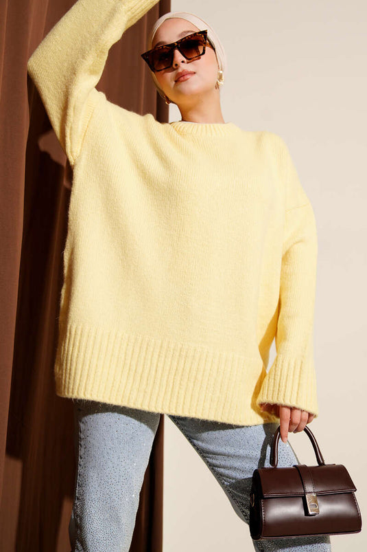 Tunique jaune en maille côtelée