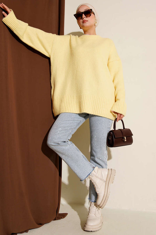 Tunique jaune en maille côtelée