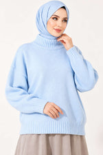 Ribanalı Basic Triko Kazak Bebe Mavi