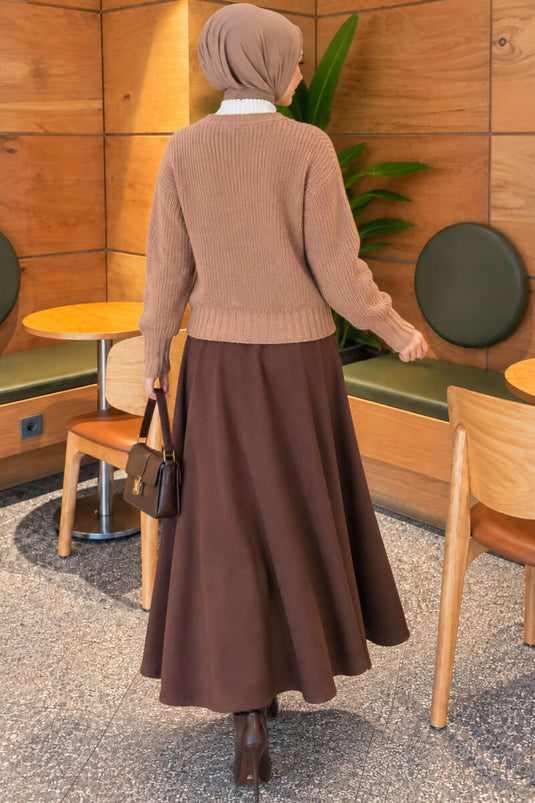 Gilet En Maille Beige À Boutons Et Rayures